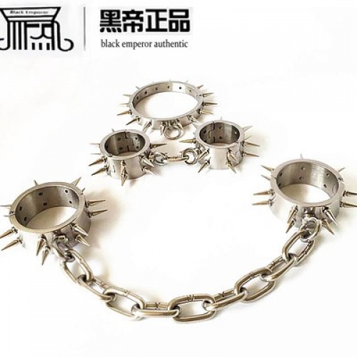 黑玫瑰環(huán)刺 不銹鋼帶刺項(xiàng)圈+手鐲+腳鐲五件套